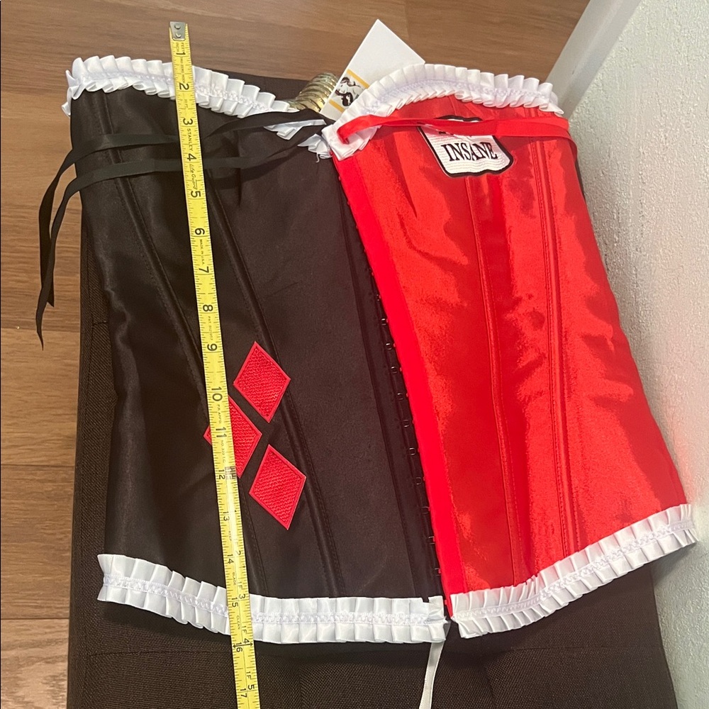 #1664**Harlequin Red & Black Corset Bustier - Insane Patch - Picture 5 of 12